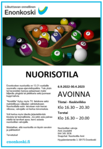 Nuorisotilojen aukioloajat